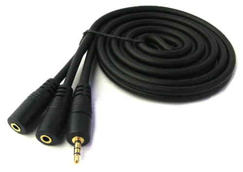 YX-1373 3.5mm Stereo Male to 2xFemale Cable 1.5m